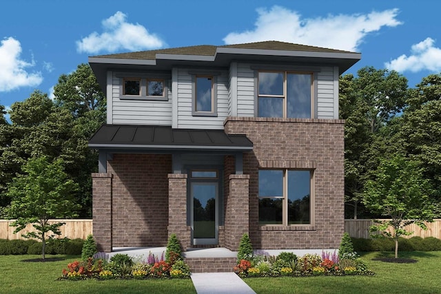 2028 Tolleson Dr, Fort Worth, TX 76008 - view of front of home with a standing seam roof, brick siding, and a metal roof