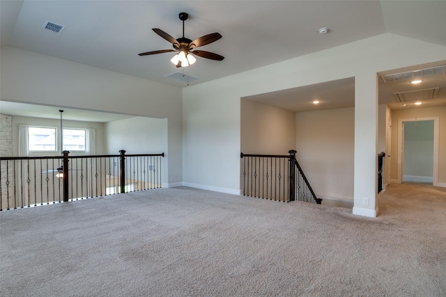 11100 Tanager Ln, Cross Roads, TX 76227 - carpeted empty room with attic access, a ceiling fan, a smoke detector, and lofted ceiling