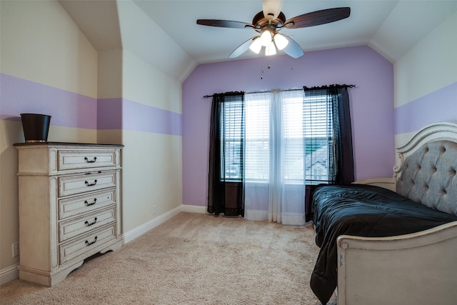 11100 Tanager Ln, Cross Roads, TX 76227 - bedroom featuring lofted ceiling, light carpet, and ceiling fan
