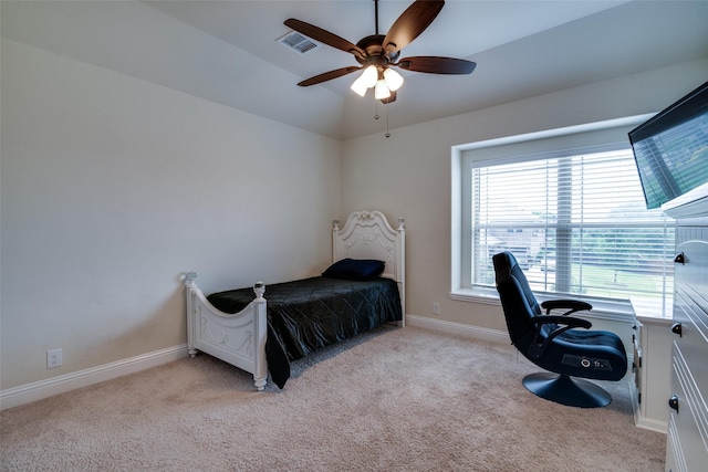11100 Tanager Ln, Cross Roads, TX 76227 - carpeted bedroom with an office area, ceiling fan, and lofted ceiling
