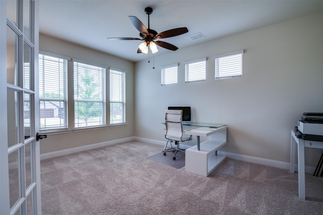 11100 Tanager Ln, Cross Roads, TX 76227 - carpeted office featuring ceiling fan and baseboards