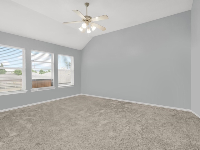 5813 Blackmon Ct, Fort Worth, TX 76137 - spare room featuring carpet flooring, vaulted ceiling, and ceiling fan