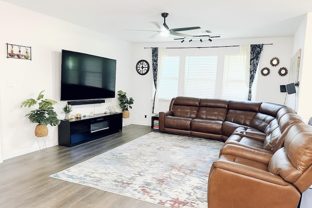 3316 Azure Ln, Celina, TX 75009 - living area with wood finished floors and ceiling fan