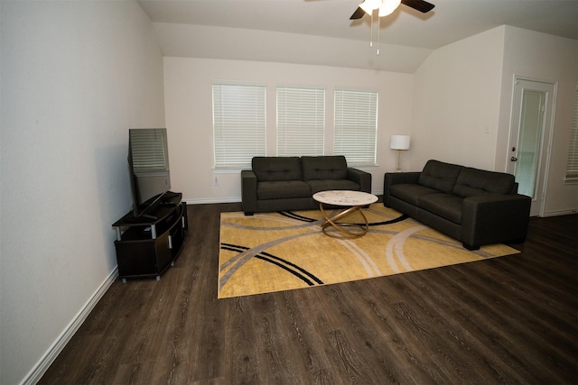 6428 Wales St, Celina, TX 76227 - living room with ceiling fan, wood finished floors, and vaulted ceiling
