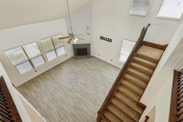326 Blackhaw Dr, Fate, TX 75087 - carpeted empty room featuring lofted ceiling and a ceiling fan