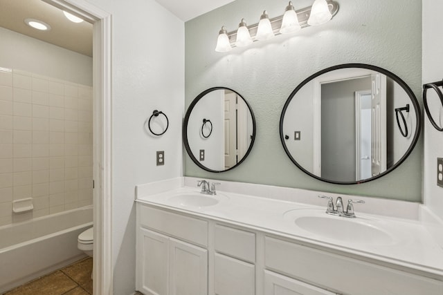 326 Blackhaw Dr, Fate, TX 75087 - full bathroom featuring double vanity, tile patterned floors, and  shower combination