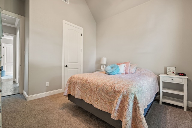10107 Ravenswood Rd, Granbury, TX 76049 - carpeted bedroom with lofted ceiling and baseboards