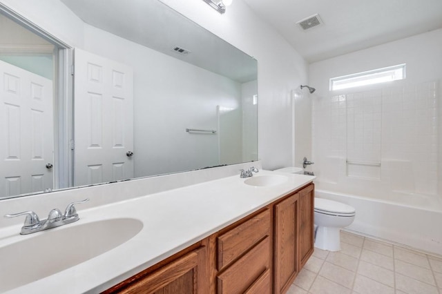 2601 Pinto Dr, Denton, TX 76210 - bathroom featuring double vanity, tile patterned floors, and tub / shower combination