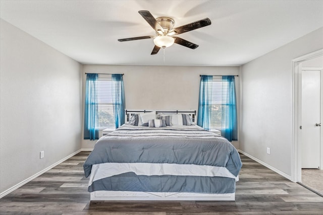 2124 Franks St, Fort Worth, TX 76177 - bedroom with multiple windows, wood finished floors, and ceiling fan
