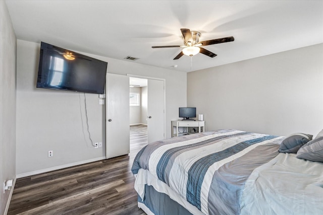 2124 Franks St, Fort Worth, TX 76177 - bedroom with dark wood-type flooring and ceiling fan