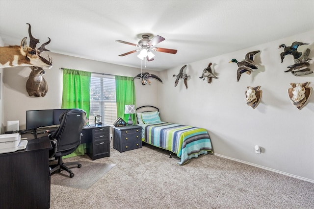 2124 Franks St, Fort Worth, TX 76177 - carpeted bedroom with an office area and a ceiling fan