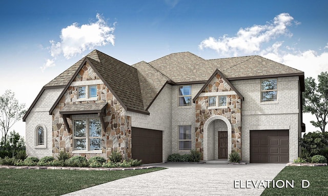 2301 Christopher Rd, Mansfield, TX 76063 - view of front facade with stone siding, driveway, and brick siding