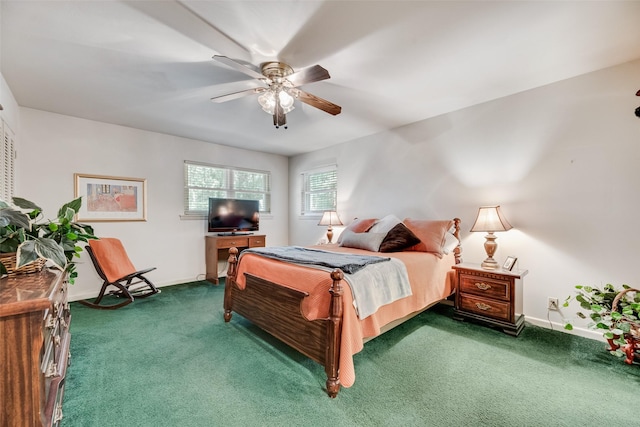 1719 W Day St, Denison, TX 75020 - carpeted bedroom featuring baseboards and ceiling fan