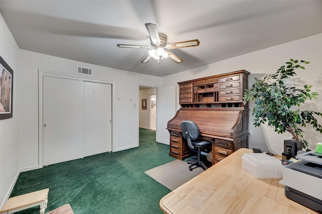 1719 W Day St, Denison, TX 75020 - home office with ceiling fan and carpet flooring