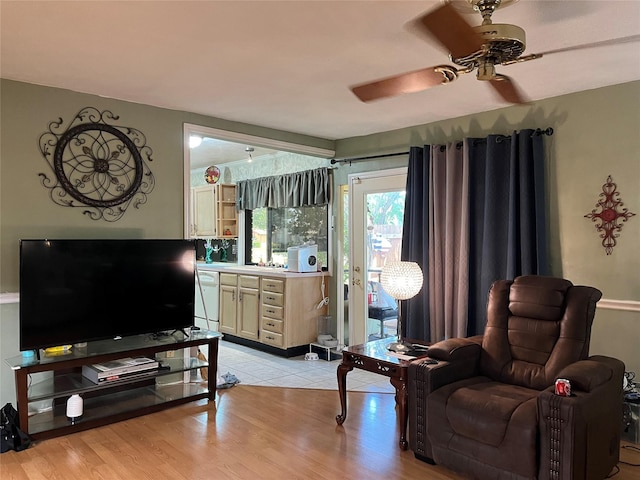 5505 Miami Dr, Rowlett, TX 75088 - living room with ceiling fan and light wood-type flooring