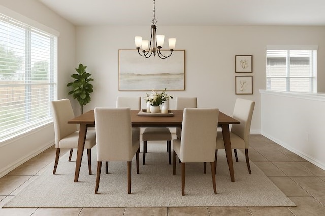5901 Ozark Dr, Fort Worth, TX 76131 - dining area featuring a chandelier and tile patterned flooring