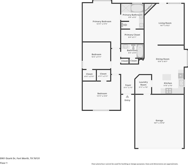 5901 Ozark Dr, Fort Worth, TX 76131 - view of room layout