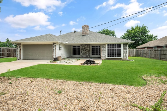 5723 Sachse St, Sachse, TX 75048 - view of front of house featuring a chimney, a garage, and concrete driveway