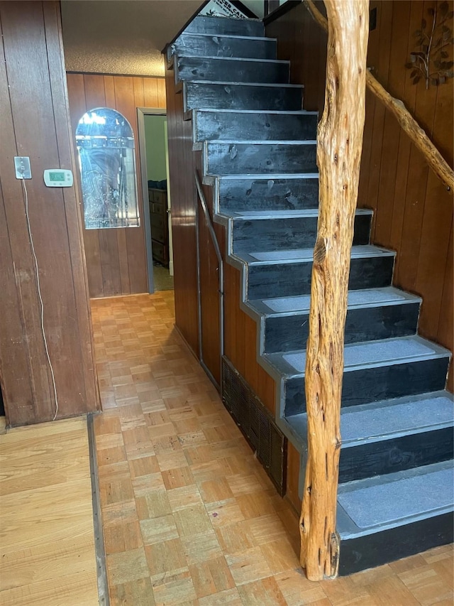 2810 N Mountain View Rd, Granbury, TX 76048 - stairway featuring wooden walls