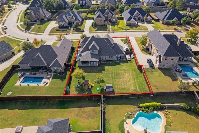 2911 Butterfield Trl, Sherman, TX 75092 - aerial view of residential area featuring a pool and property boundaries highlighted
