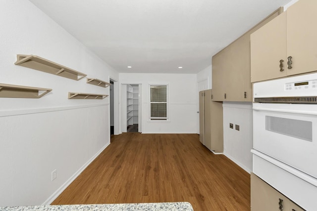 6225 Franwood Ter, Fort Worth, TX 76112 - kitchen with oven, wood finished floors, and recessed lighting