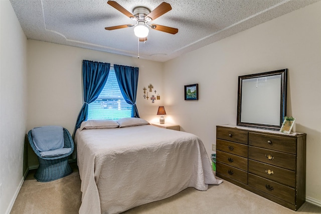 5312 Vermillion Trl, Arlington, TX 76017 - bedroom featuring light colored carpet, a textured ceiling, and a ceiling fan