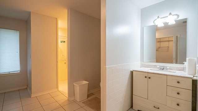 111 Scenic Dr, Dublin, TX 76446 - bathroom featuring vanity, tile patterned flooring, and a closet