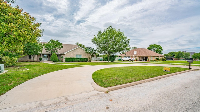 111 Scenic Dr, Dublin, TX 76446 - view of front of home featuring curved driveway and a front yard