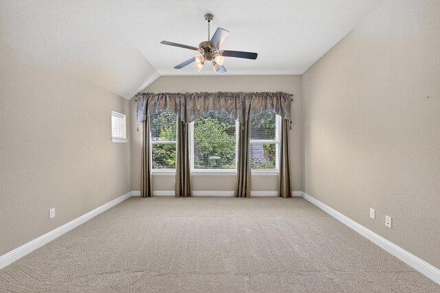 421 Fenceline Dr, Argyle, TX 76226 - carpeted empty room featuring a ceiling fan and vaulted ceiling