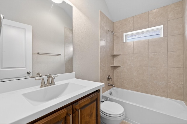 421 Fenceline Dr, Argyle, TX 76226 - bathroom with vanity, washtub / shower combination, and a textured wall