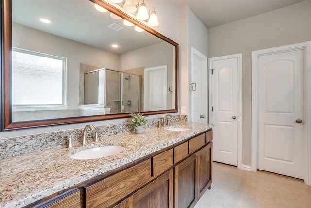 302 Blue Stem Ln, Aledo, TX 76008 - full bath with a stall shower, double vanity, and tile patterned flooring