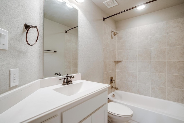 302 Blue Stem Ln, Aledo, TX 76008 - bathroom featuring a textured wall, vanity, and tub / shower combination