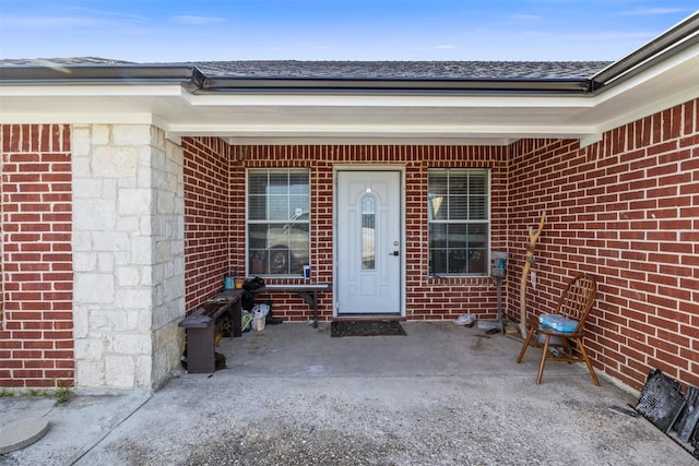 411 Fm 879, Waxahachie, TX 75165 - property entrance with brick siding and a shingled roof