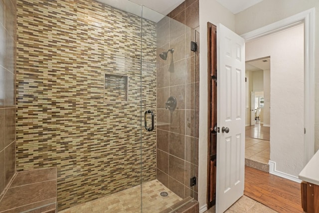 5229 Brettenmeadow Dr, Grapevine, TX 76051 - full bath featuring a shower stall, vanity, and tile patterned flooring