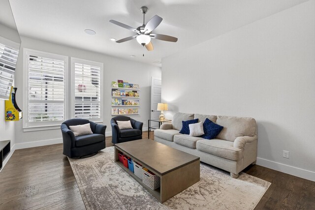 3387 Bellcrest Way, Celina, TX 75009 - living room featuring wood finished floors and ceiling fan