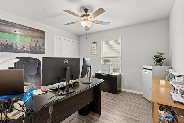 7118 Pampas Pl, Grand Prairie, TX 76804 - home office with ceiling fan and light wood-style floors