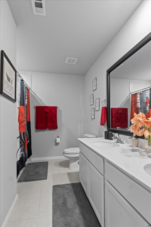 7118 Pampas Pl, Grand Prairie, TX 76804 - full bathroom with double vanity, tile patterned floors, and a shower with shower curtain