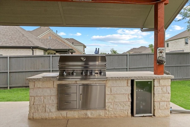 7118 Pampas Pl, Grand Prairie, TX 76804 - view of patio featuring exterior kitchen and wine cooler