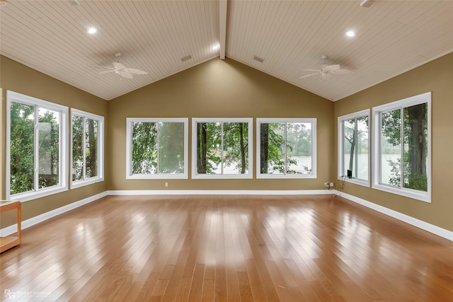 1078 Waters Edge Cir, Shreveport, LA 71106 - unfurnished sunroom featuring plenty of natural light, wood-type flooring, wood ceiling, and recessed lighting
