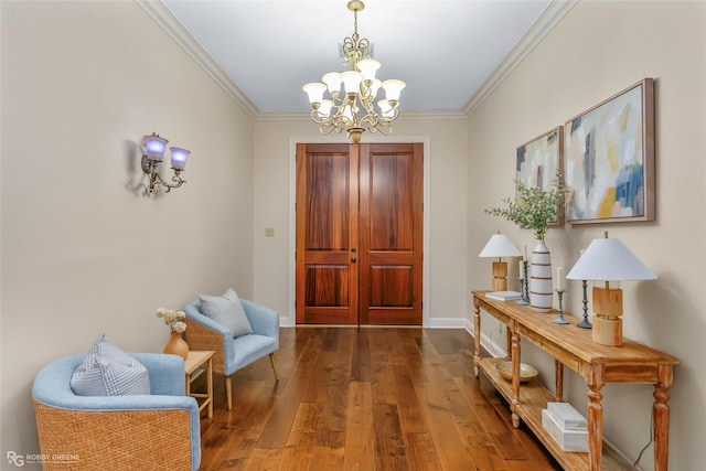 1078 Waters Edge Cir, Shreveport, LA 71106 - foyer entrance with a chandelier, ornamental molding, and hardwood / wood-style flooring