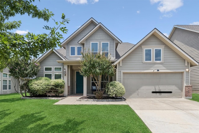 3442 Overhill Dr, Frisco, TX 75033 - craftsman house with concrete driveway, a front lawn, roof with shingles, and a garage