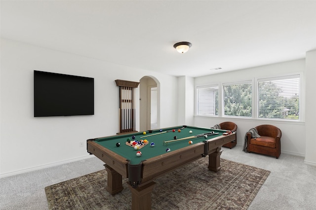3442 Overhill Dr, Frisco, TX 75033 - recreation room with carpet floors, pool table, and arched walkways