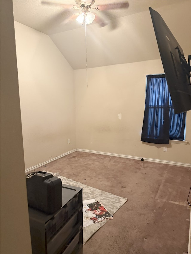 124 Brady Coleman Ln, Springtown, TX 76082 - living room with a ceiling fan and vaulted ceiling