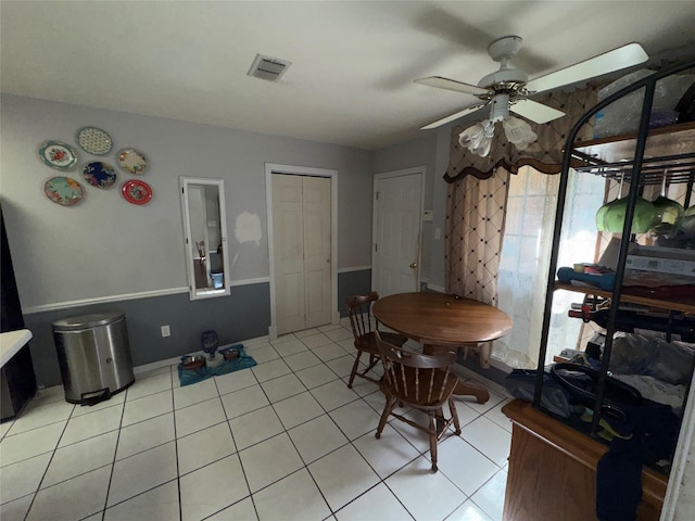2720 Dorothy Dr, Keene, TX 76031 - dining area with ceiling fan and light tile patterned flooring