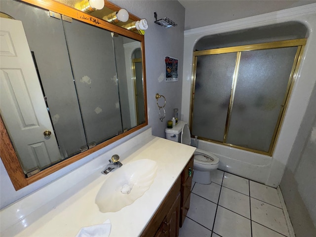 2720 Dorothy Dr, Keene, TX 76031 - full bathroom featuring vanity, tile patterned floors, and bath / shower combo with glass door