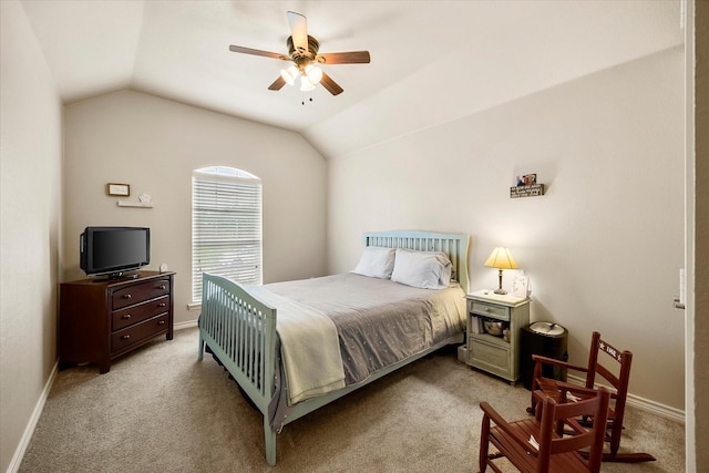 1365 Clear Meadow Ct, Rockwall, TX 75087 - bedroom with lofted ceiling, carpet flooring, and a ceiling fan