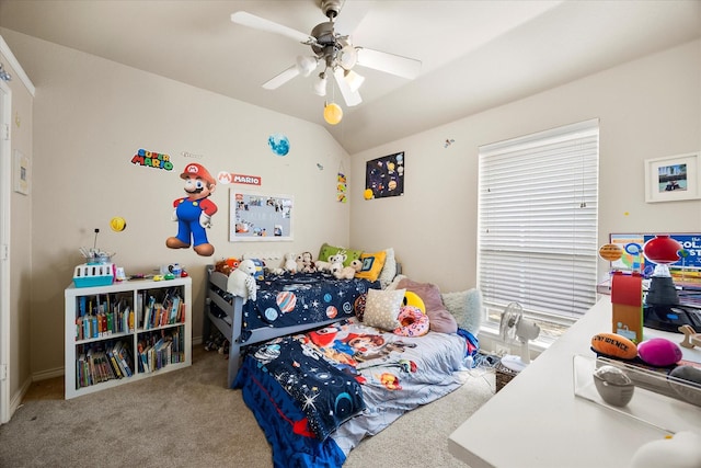 1365 Clear Meadow Ct, Rockwall, TX 75087 - carpeted bedroom with vaulted ceiling and ceiling fan