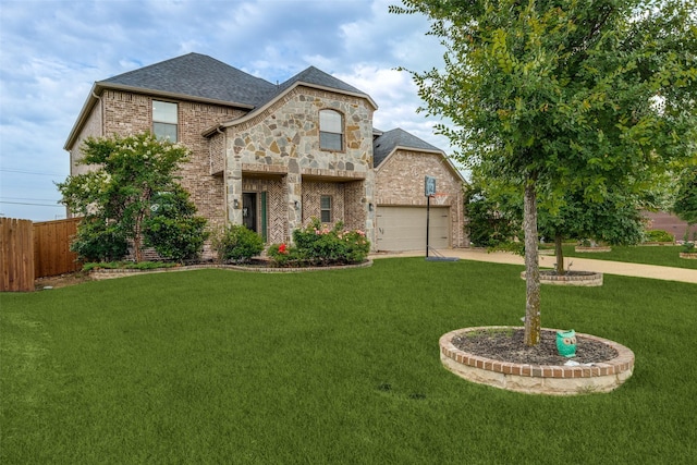 751 Devonshire Ct, Prosper, TX 75078 - view of front of property featuring concrete driveway, brick siding, stone siding, a garage, and roof with shingles