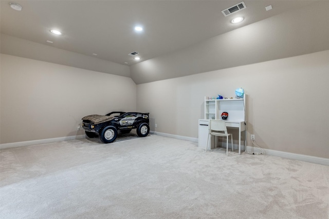 751 Devonshire Ct, Prosper, TX 75078 - additional living space with light colored carpet, recessed lighting, and lofted ceiling