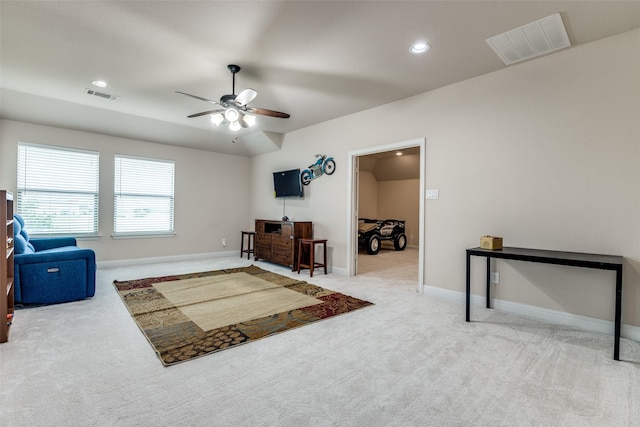751 Devonshire Ct, Prosper, TX 75078 - sitting room with carpet, ceiling fan, and recessed lighting